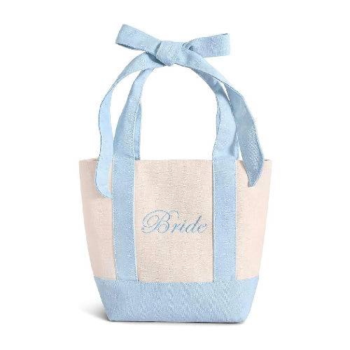 Embroidered Bow Tote Bag