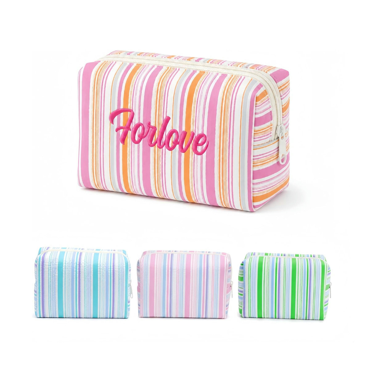 Colorful Stripe Custom Makeup Bag