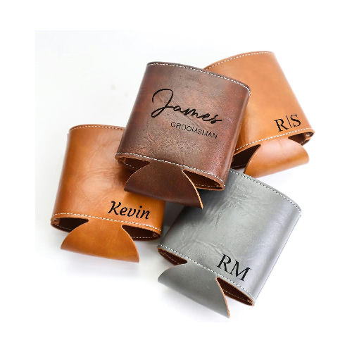 Custom Leather Can Coolers