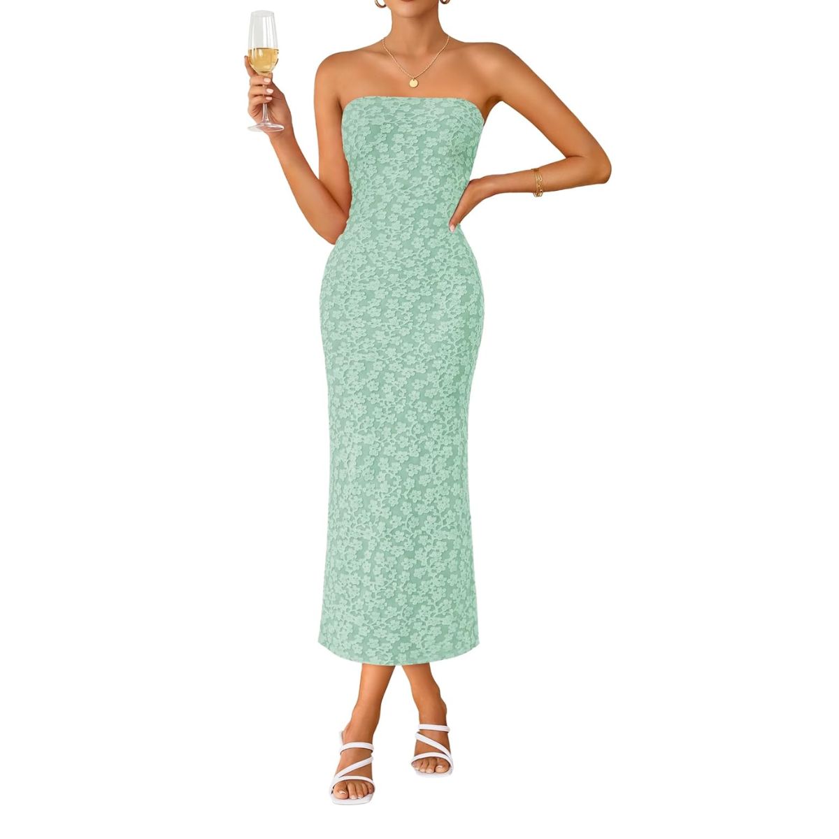 Strapless Floral Bodycon Dress