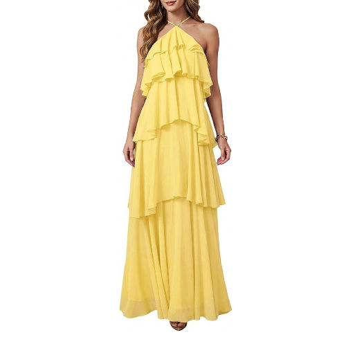 Flowy Layered Backless Dress