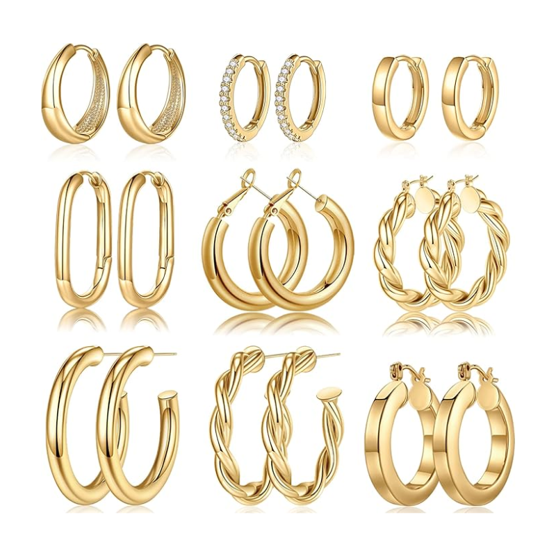 Gold Hoop Earring Set