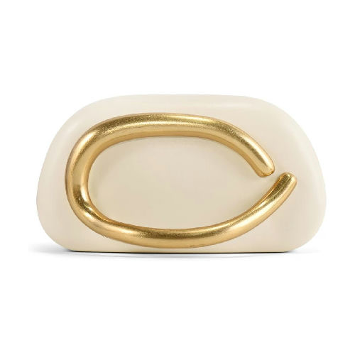Leather Gold Handle Clutch