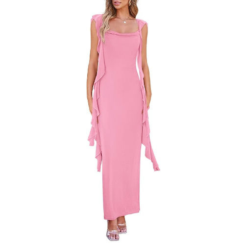 Ruffle Sleeves Maxi Dress