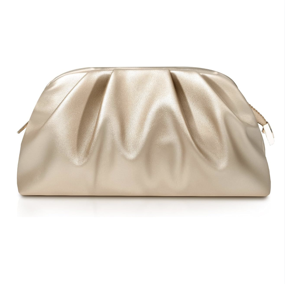 Gold Leather Clutch Bag