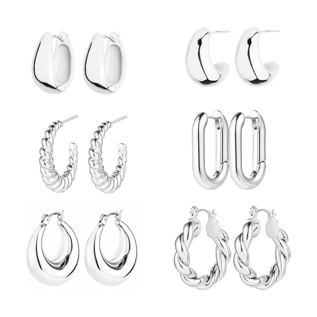 Silver Hoop Earring Set