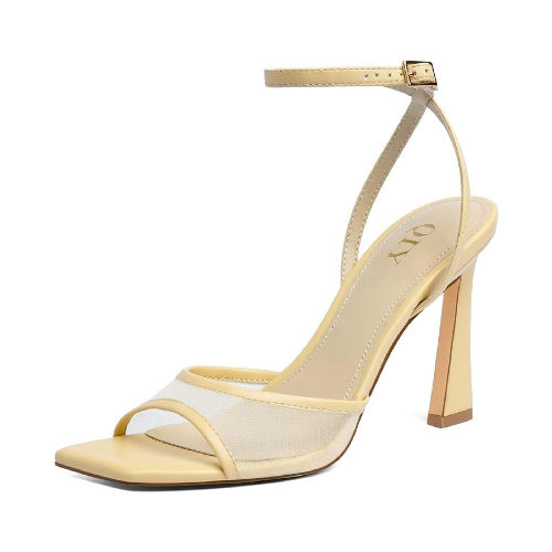 Stiletto Mesh Ankle Strap Heels