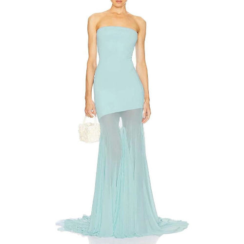 Strapless Sheer Maxi Dress