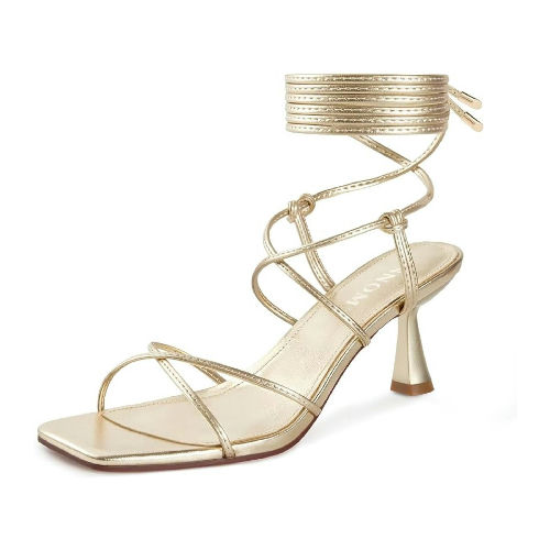 Strappy Lace Up Kitten Heels