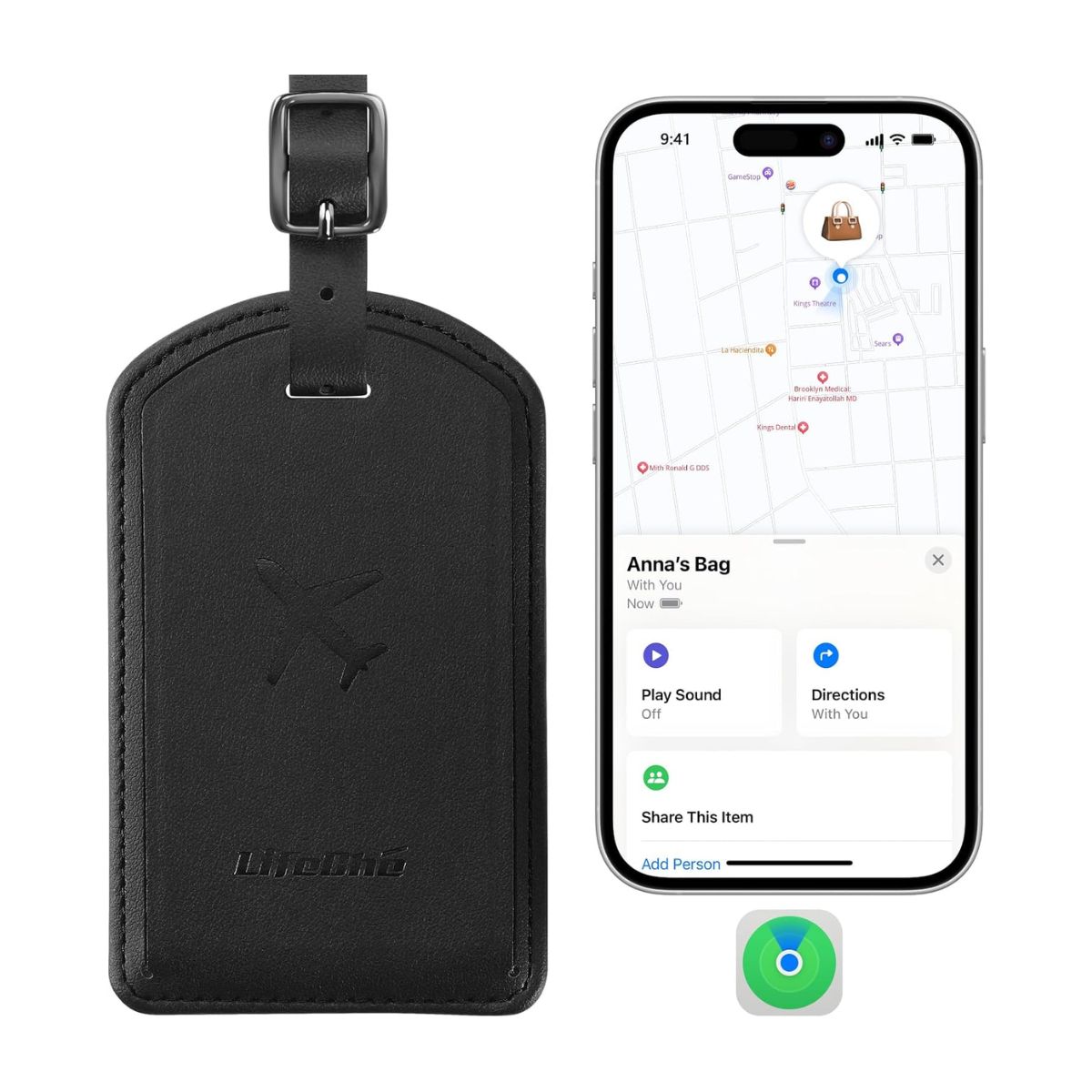 Trackable Luggage Tag Black