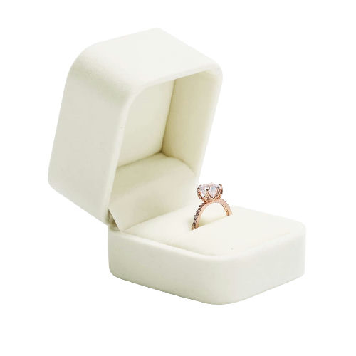 White Velvet Ring Box
