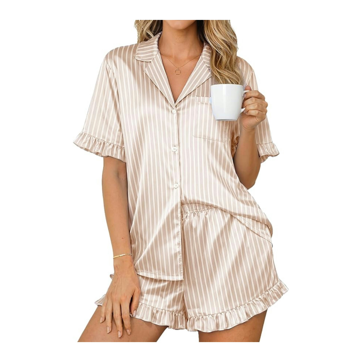 Womens Satin Pajama Set