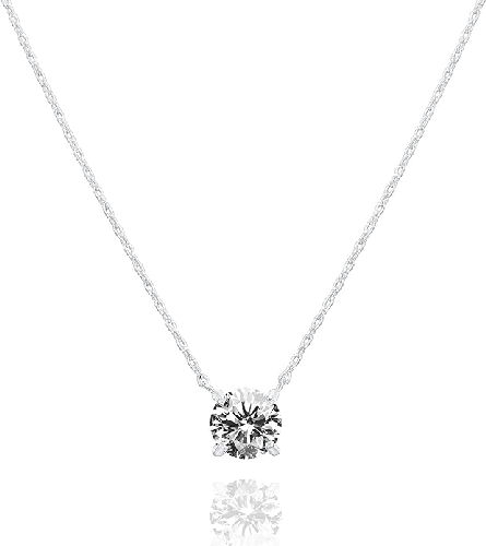 Crystal Solitaire Silver Necklace